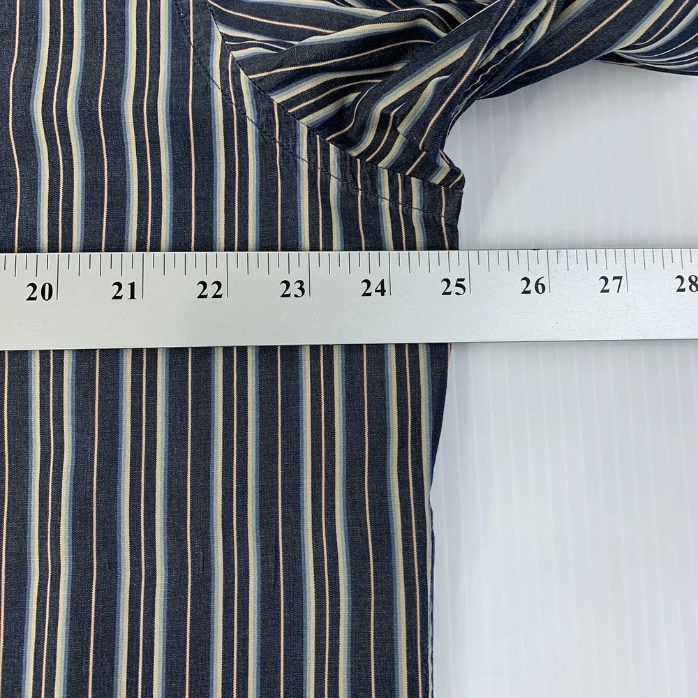 Banana Republic Men's Large Slate Blue Striped Long Sleeve Button Front Shirt